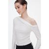 GIOVANNI VALENTINO Women's Slash Neck Long Sleeve Slim Fit T-Shirt