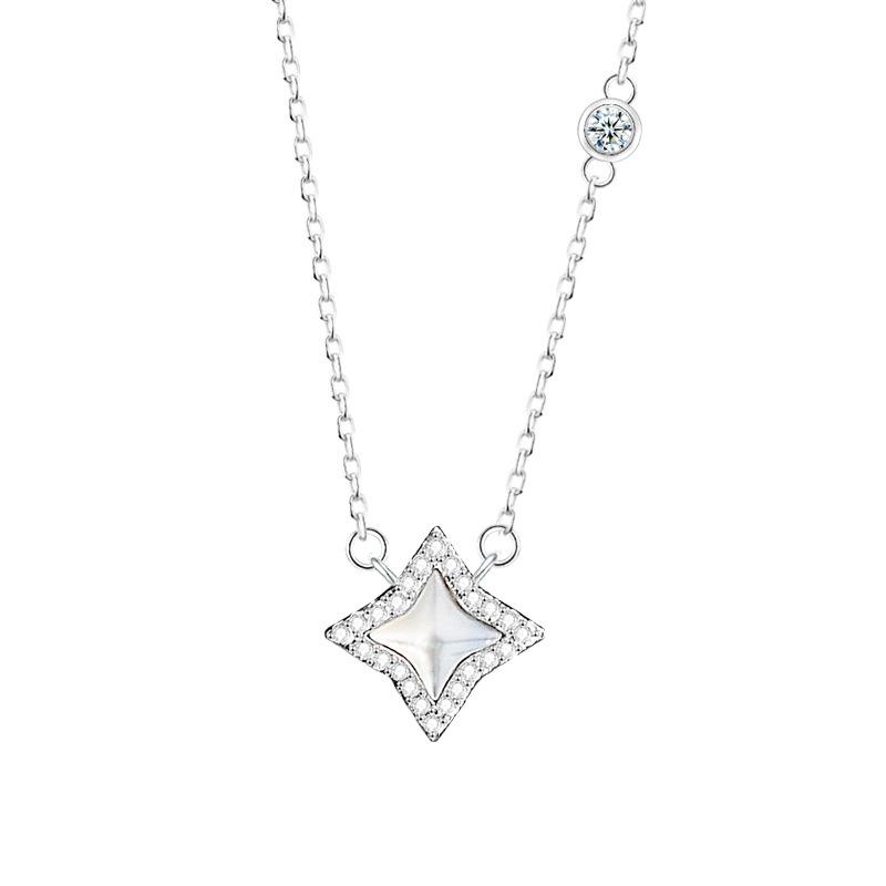 Diamantbesetzte vierzackige Sternhalskette, Nischendesign, Leichter Luxus, Vielseitig, Hochwertiges Freundinnengeschenk, Neu