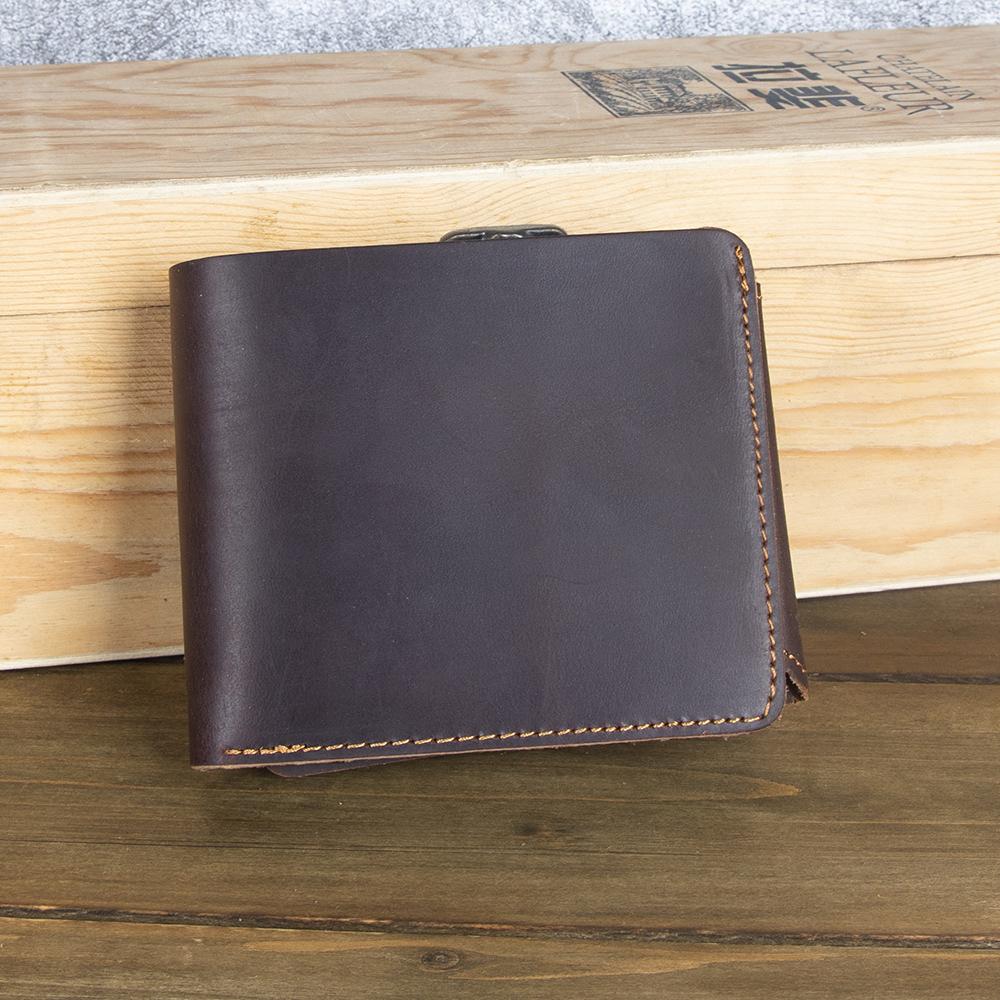 

Мужской кожаный кошелек ручной работы из натуральной кожи, дизайнерский тройной винтажный персонализированный мужской бумажник с бумажником, мужские кошельки коричневый