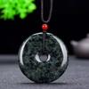 Pendant Natural Transparent Green Tibetan Medicine Safety Buckle Magnetic Safety Buckle Dark Green Snake Pattern Necklace