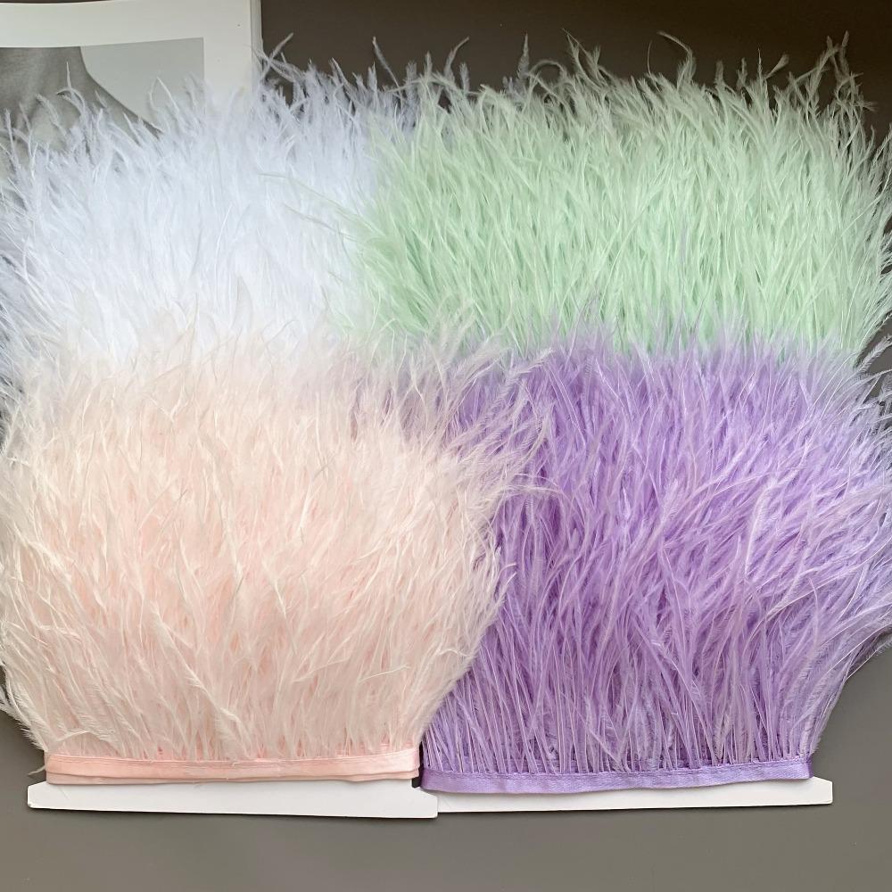 Wholesale Multicolor Ostrich Feather Trims Feather Ribbon Fringe Fuzzy Edges Tassel Sewing Crafts Costumes Suppies Party Decor