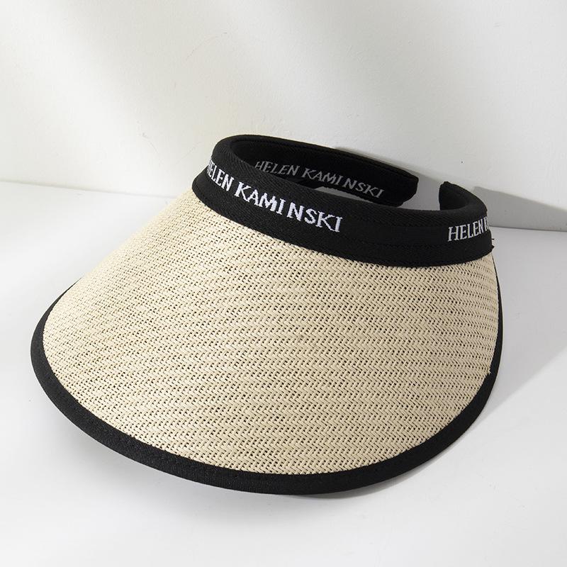 Women'S Outdoor Sun Hat Summer Straw Woven Empty Top Hat For Sun Protection Caps Simple Face Covering Female Riding Beach Sunsha