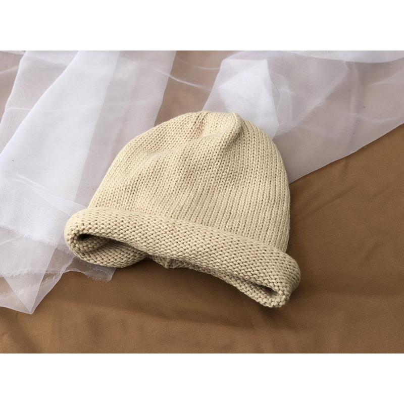 Autumn and Winter Japanese Wool Hats for Women Korean Style Trendy Solid Color Ear Protection Hat Curled Edge Pile Hat Warm Knitted Cold Hat