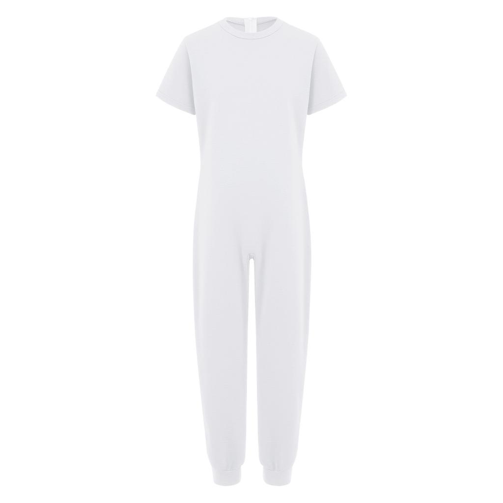 Unisex Dětský Adaptivní Oděv Kombinéza Kulatý Výstřih Krátký Rukáv Design Neviditelný Zip na Zádech Jednobarevný Outfit na Celé Tělo