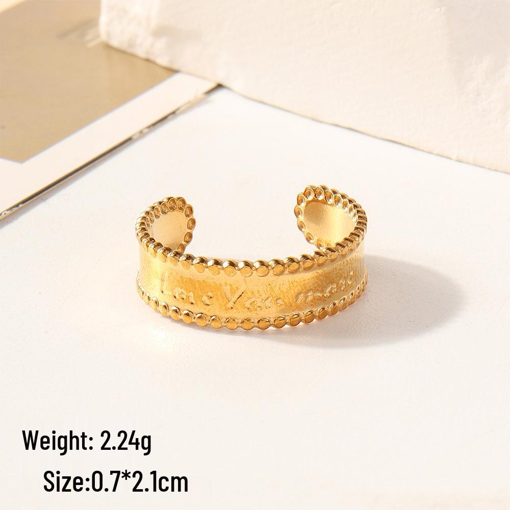 European Chic Irregular Open Ring Set with Creative Convex-Concave Texture for Women