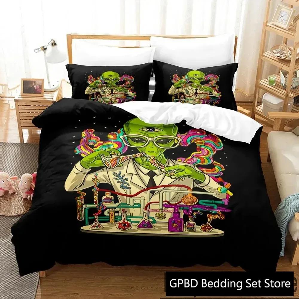 3D Print Alien Gangster Comfortable Duvet Quilt Cover Pillowcase Bedding Set Children Bedroom Decoration Home Textile