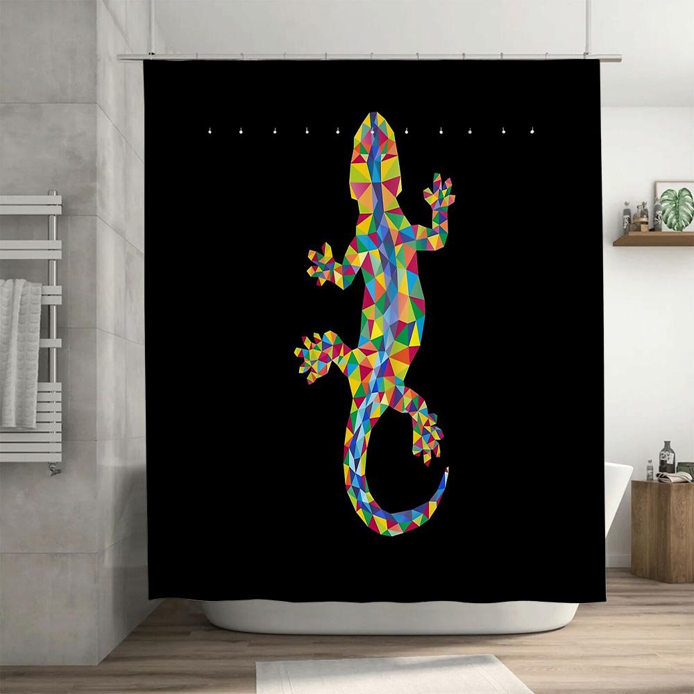 Lizard Pattern Shower Curtain Modern Geometric Reptile Nature Bathroom Decor Backdrop Washable Waterproof Home Textile