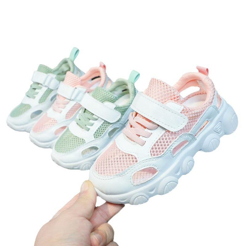 Summer boys and girls mesh breathable sports shoes spring and autumn children's casual soft sole hollow boys dad shoes baby shoes