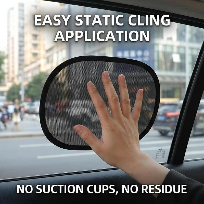 2pcs Mini Summer Car Sunshade Black Vinyl Fabric+mesh Sun Protection Car Window Curtain Auto Side Window Sunshade Cover