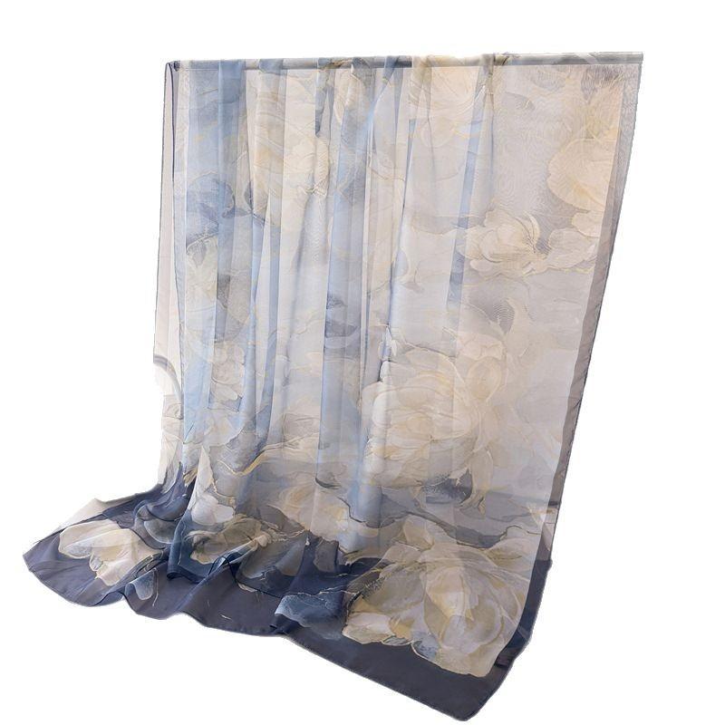 Encryption Yourou yarn printing spring and summer silk scarf large long scarf high-end travel shawl sun protection women's scarf headscarf