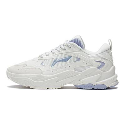 Li Ning Qixing Cushioning Slip Resistant Abrasion Resistant Rebound Low Top Running Shoes Women's White Blue ARLS024-1