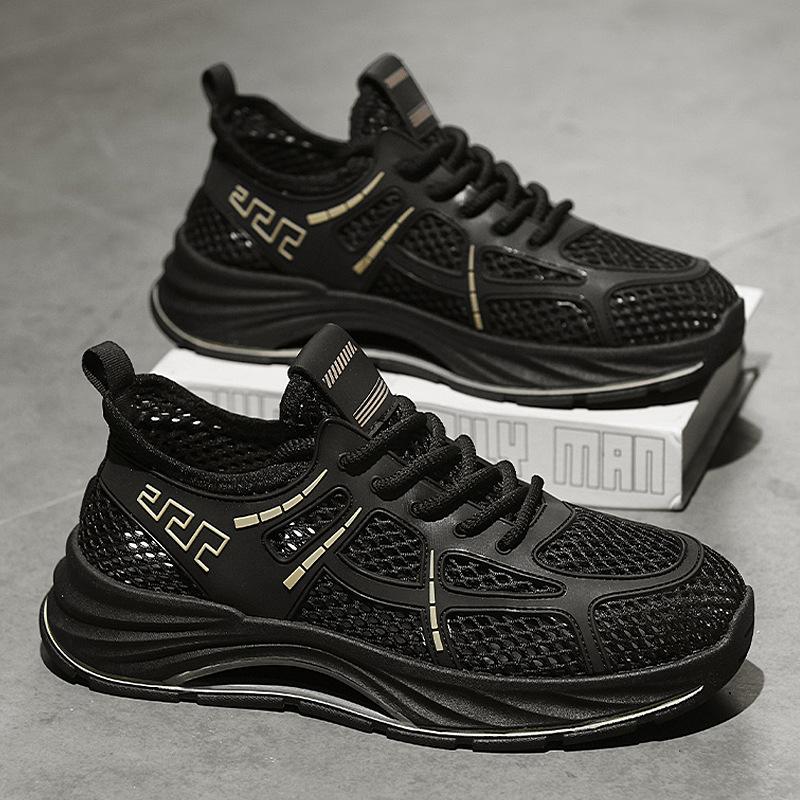 Men's shoes 2025 summer new men's outdoor wading mesh casual shoes thick sole elastic shock cushioning lightweight sports shoes
