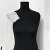 1Pcs Beaded Wedding Dress Shoulder Patches Vintage Heavy Embroidery Tassel Three-Dimensional Crystal Pendant