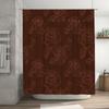 Luxury Waterproof Shower Curtain Extra Long Bath Decor with Brown Floral Print Red Ruffled Edges for Bathroom Renovations 72 x 8