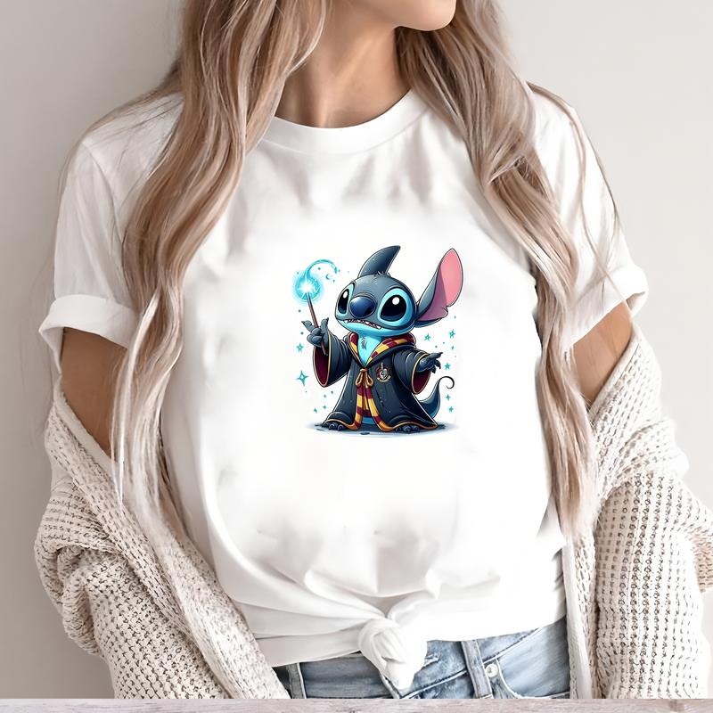 

Футболка с симпатичным узором, женский летний топ с коротким рукавом, модная и стильная повседневная одежда. 5XL