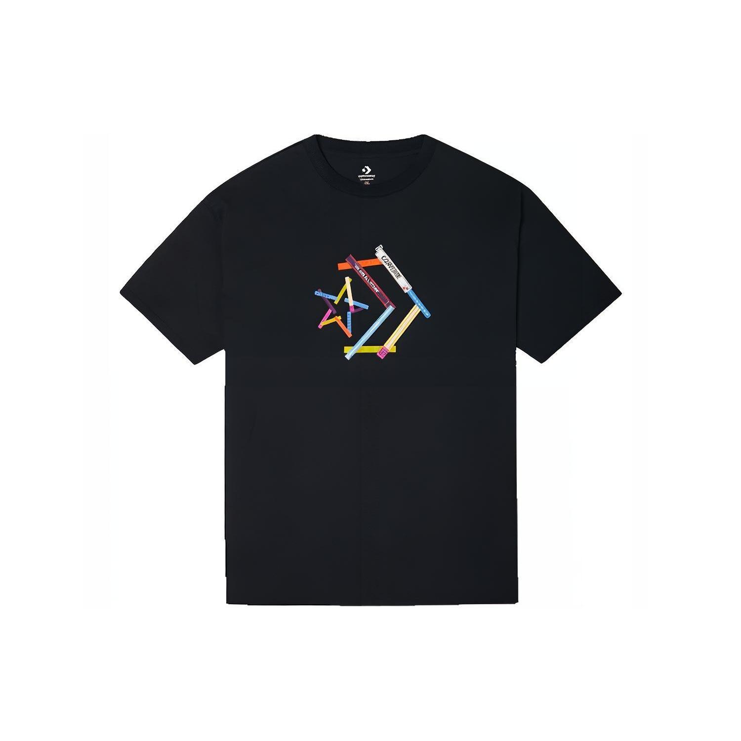 Converse Star Chevron Printing Sports Round Neck Short Sleeve T-Shirt Asia Sizing  Black  Men s 10022774-A02 S