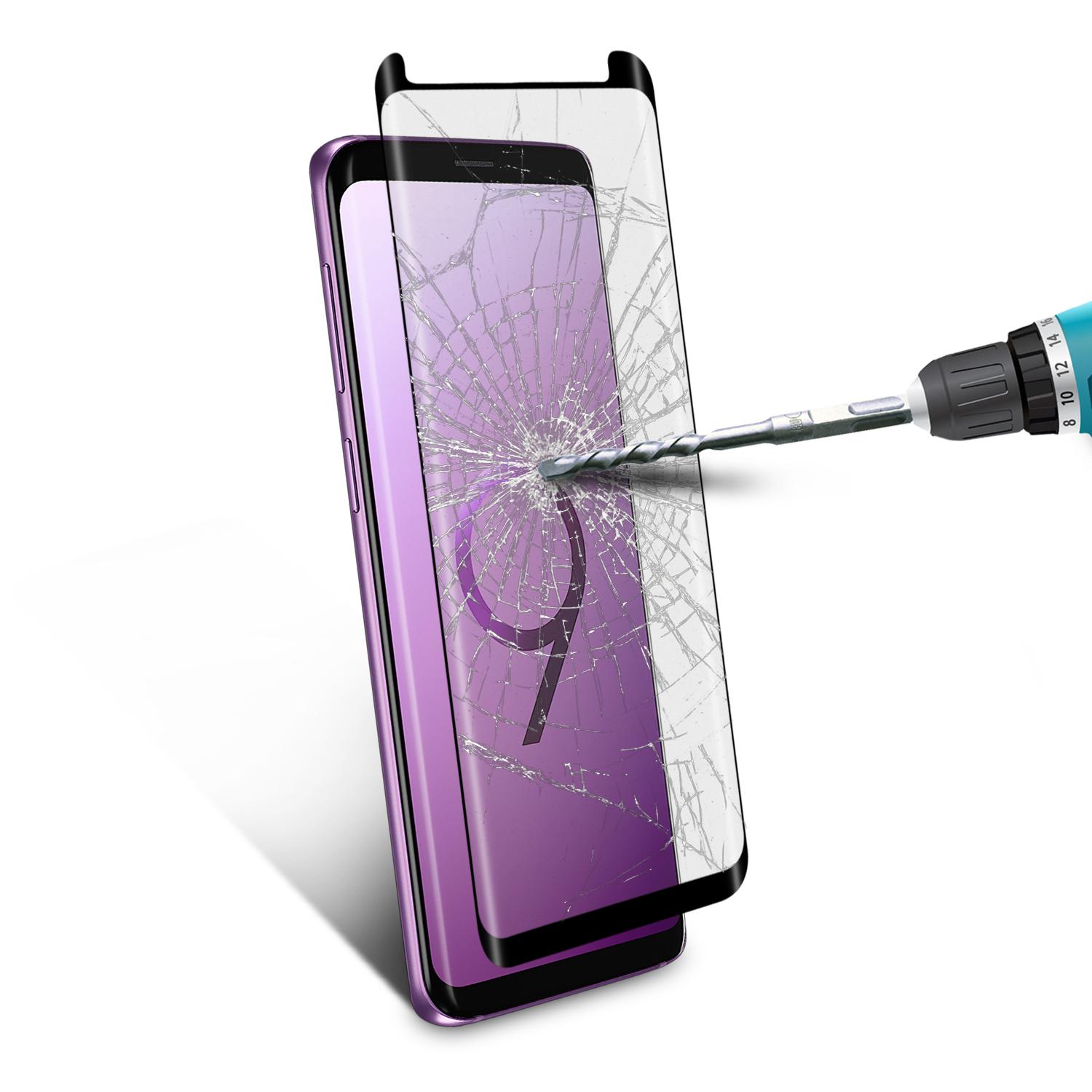

ANGIBABE 0.26mm Silk Printing Full Mobile Tempered Glass Protector for Samsung Galaxy S9 G960 Type A