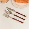Retro Rostfritt Stål Wenge Trähandtag Servis Set