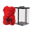 9.8in Artificial Cute Bear Rose Flower for Wedding Anniversary Including Transparent Gift Box Red