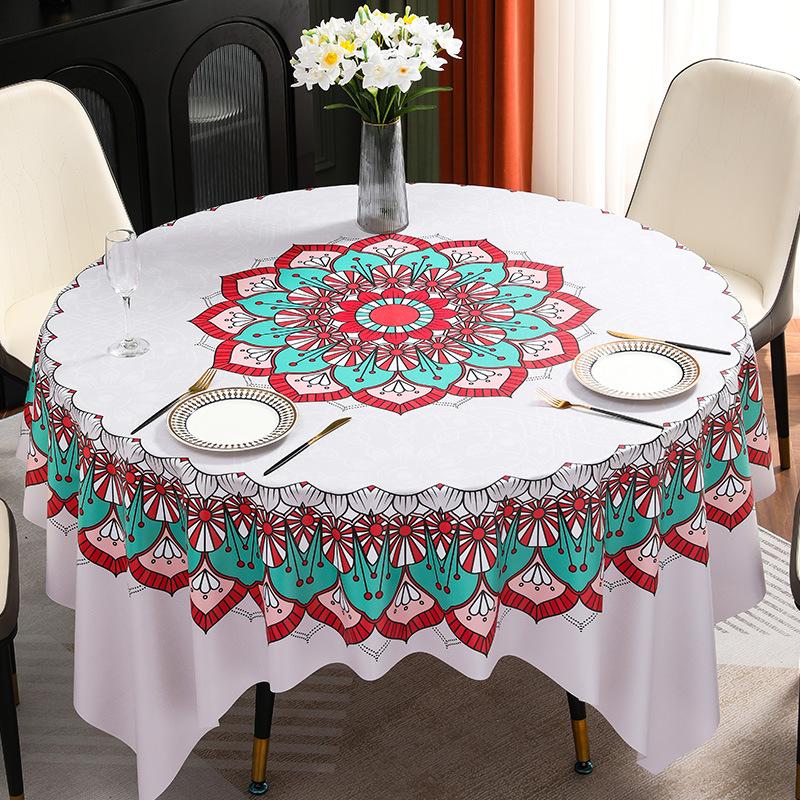 Light Luxury Simple 180Cm Large Round Tablecloth Waterproof, Oil-Proof And Anti-Scalding Pvc Dining Table Mat Hand-Painted Tablecloth