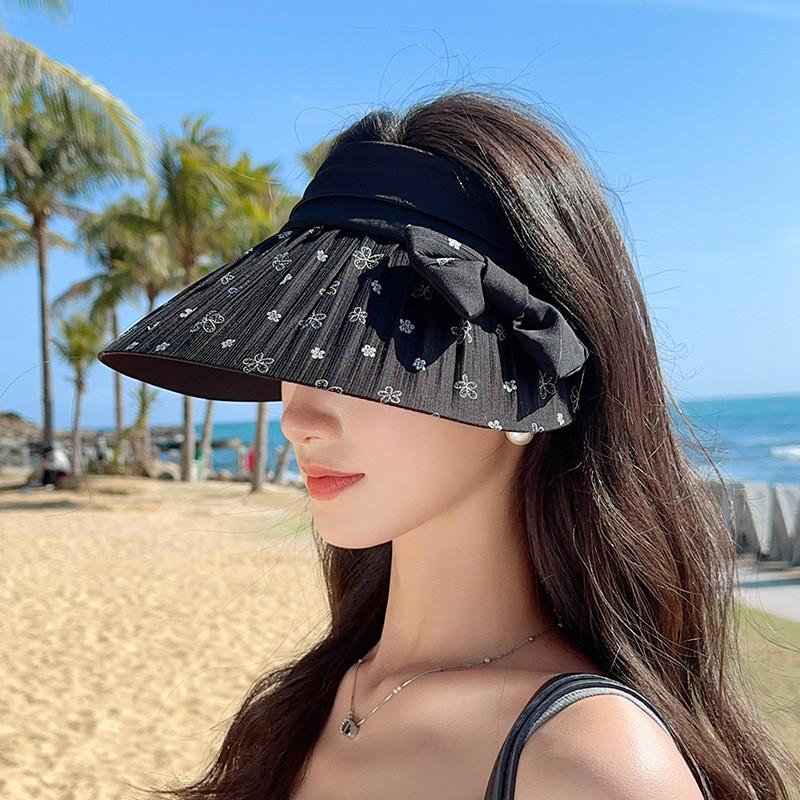 Summer Sun Hat With Butterfly Knot Large Brim For Women Sun Protection