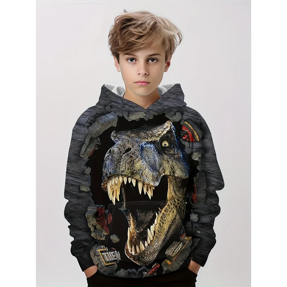 Hoodies Animal Dinosaur Pattern 3D Print Sweatshirts Boys Girls Harajuku Hooded Sweatshirt Kids Fashion Coat Children Tracksuits