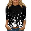 Children's 3/4 Sleeve Tops Casual  Print T Shirt Round Neck Pullover Blouse