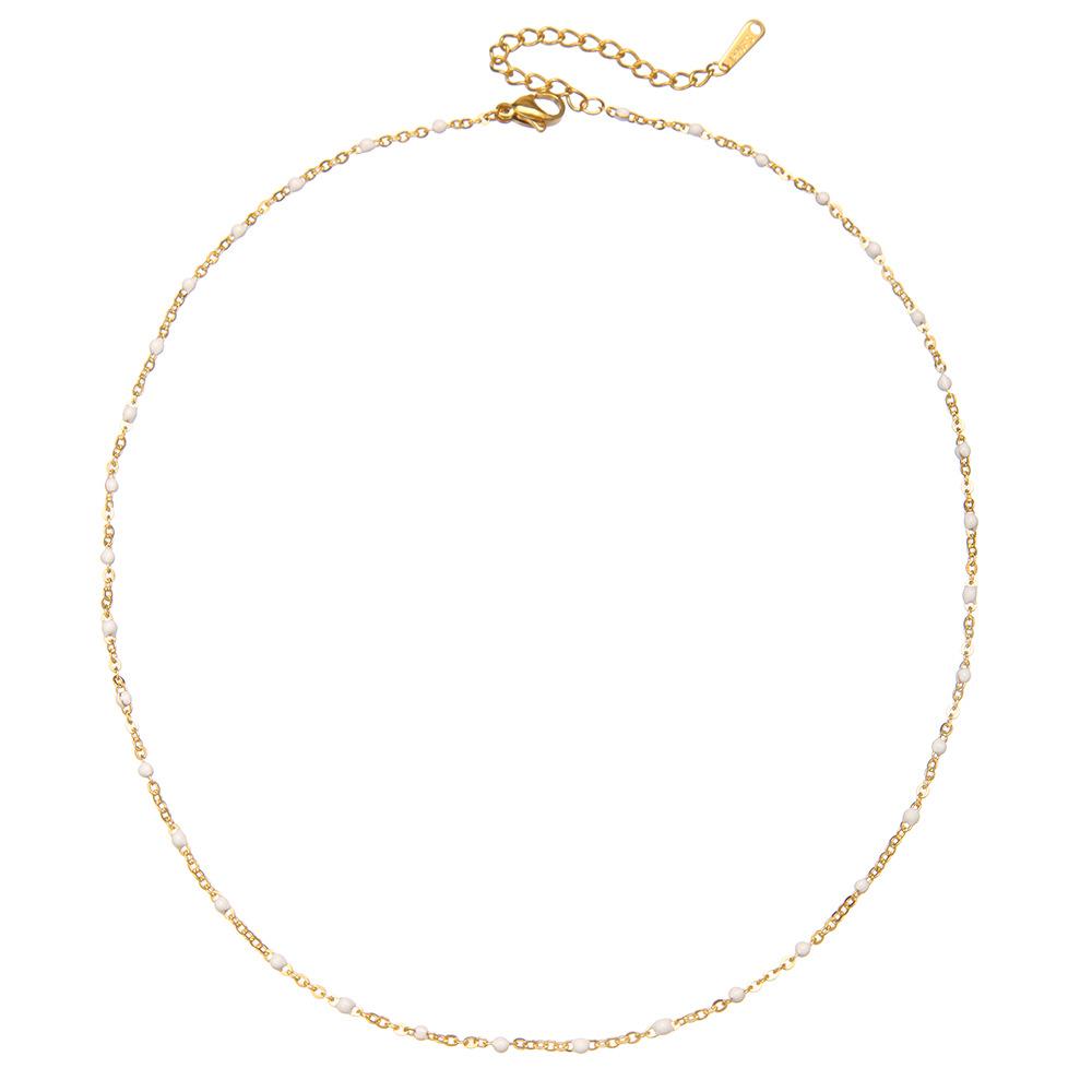Bohemia Fashion Stainless Steel Handmade Chain Colorful Dripping Oil Necklace for Women Collar Chain Jewelry Accessories Gifts