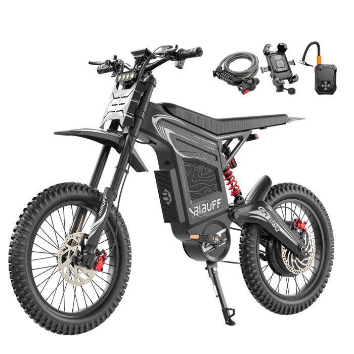 Elektrische fiets BIBUFF GT600 Motor 7500W PIC, afneembare 72V 30Ah batterij, bereik 112km, snelheid 80,5km/u, hydraulische remmen,