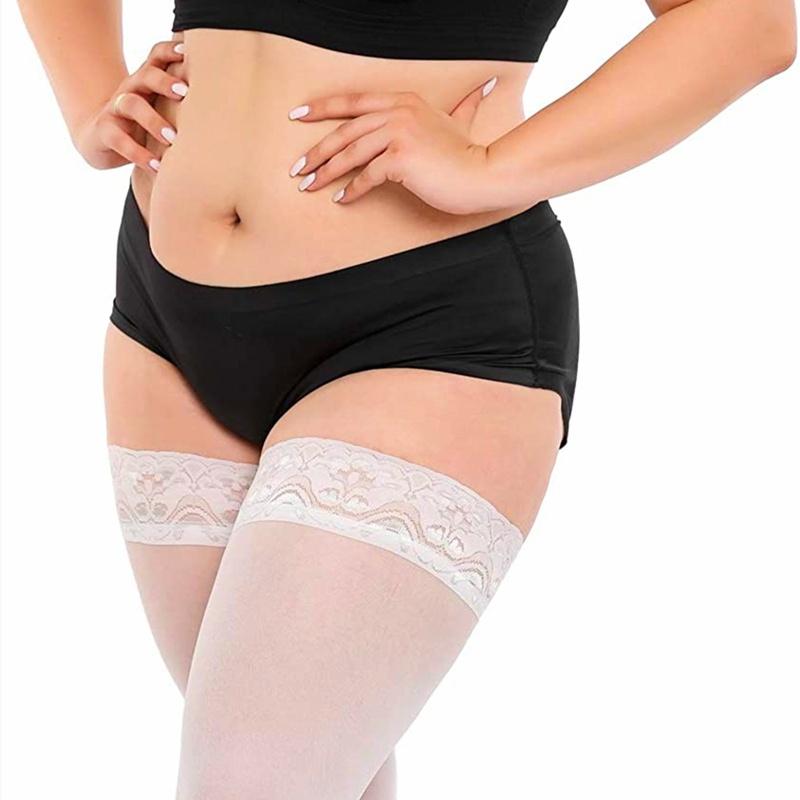 Plus Size Stocking Sexy Lace Thigh High Knee Stockings Lingerie Women Transparent Elastic Socks Leggings Nylon Temptation Medias