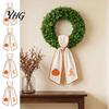 Seasonal Wreath Ornament Accessories Halloween Pumpkin Sash for Fall Front Door Decor, Orange Scalloped Fabric Neutral Thanksgiving Party Accents