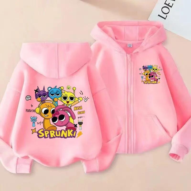 New Sprunki Rhythm Box Children's Zipper Hoodie, Unisex Cartoon Jacket for Boys and Girls, Fashion Trendy