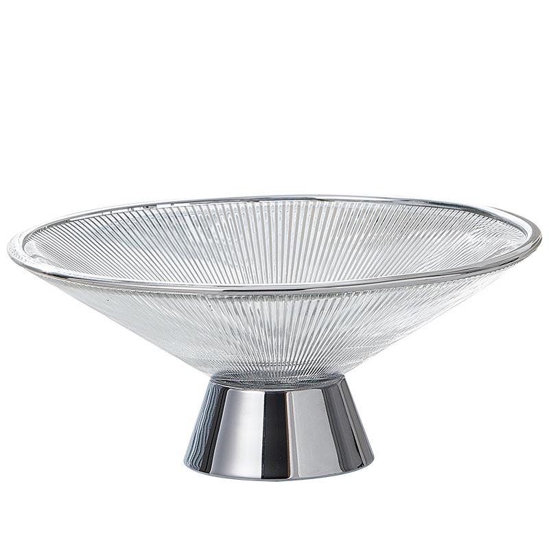 Light Luxury Glass Fruit Plate Living Room Nut Dessert Candy Snack Plate Home Kitchen Tableware Creative High Foot Fruit Plate