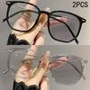 1/2/3PCS Photosensitive Color-changing Nearsighted Glasses Retro Polygonal Anti-blue Light