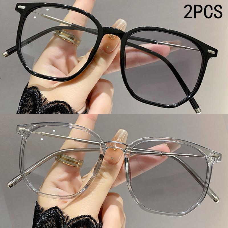 1/2/3PCS Photosensitive Color-changing Nearsighted Glasses Retro Polygonal Anti-blue Light