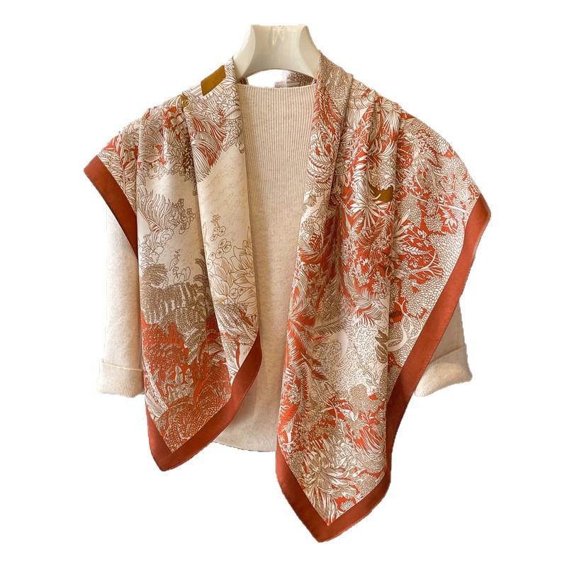 Silk scarf 1116 new spring and autumn thin imitation silk large square scarf mother scarf women's 91x91 shawl dual-purpose winter