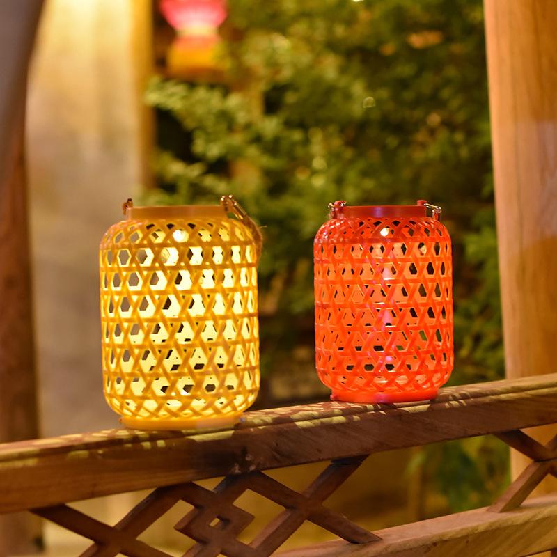 Rattan Solar Lanterns Outdoor Hanging Solar Bulb Lights Waterproof Country Decor Solar Light Decoration For Garden Yard Patio