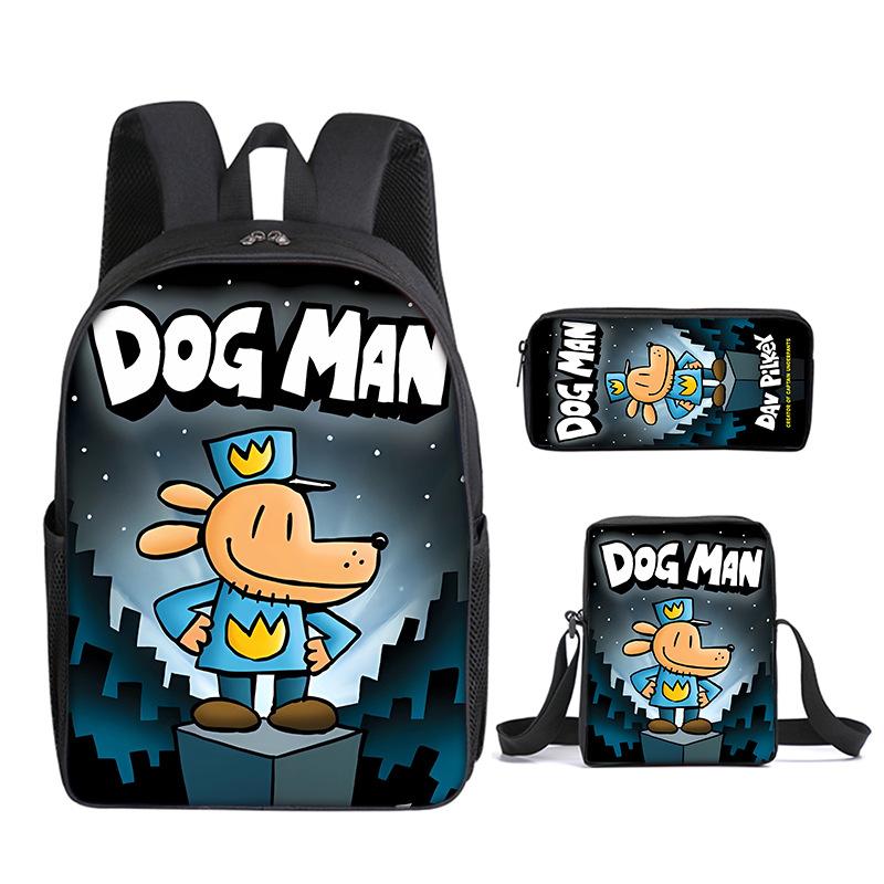 Klassiek Populair Grappig Hond Man 3D Print 3 stuks/Set leerling Schooltassen Laptop Dagrugzak Rugzak Schuin gedragen schoudertas Etui
