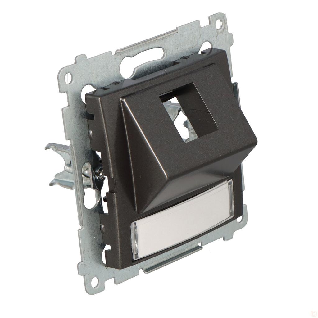 Single angled Keystone data socket cover with op field