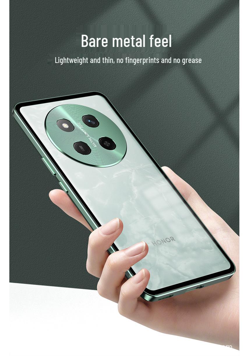 

Honor X60 Full Coverage Case: Single-Sided Snap Button, Metal Magnetic, Drop-Proof, Anti-Fingerprint. Single-Sided Snap Metal Shell [Cangling Green]
