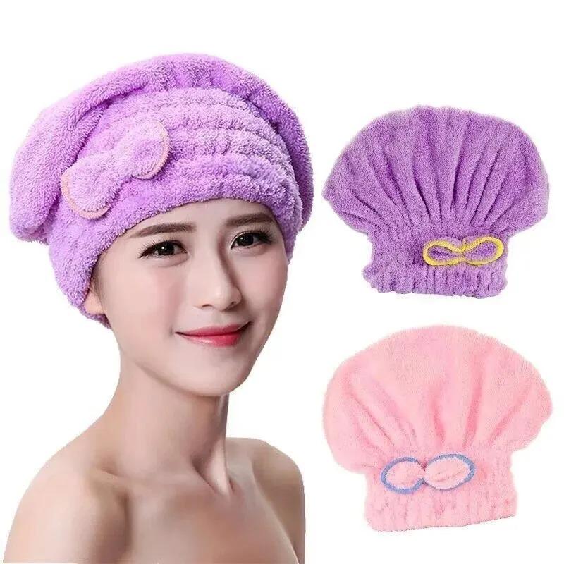 1 Stück Mikrofaser Schnelltrocknendes Badetuch Bowknot Wickeltuch Kappe Badezimmerzubehör Bonnets Für Frauen Designer Duschhaube