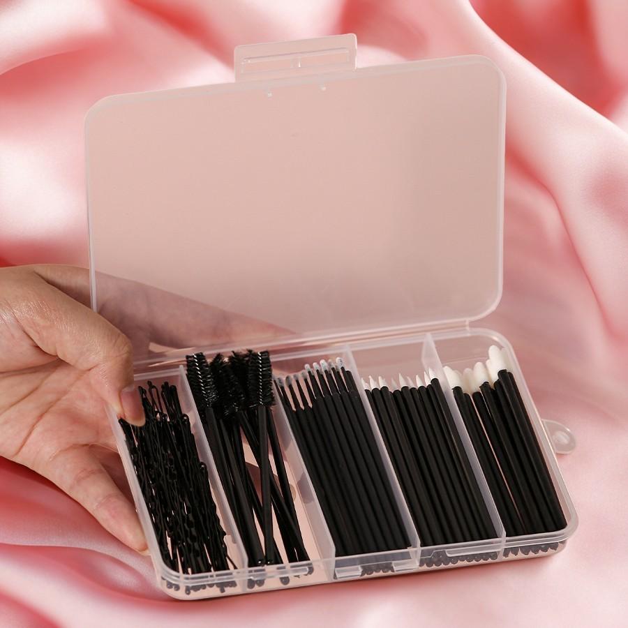 80pcs Professional Makeup Brush Set Box Eyebrow Eyelash Lip Brushes Hairpin Micro Brush for Eyelash Extension Makeup Tools чёрный