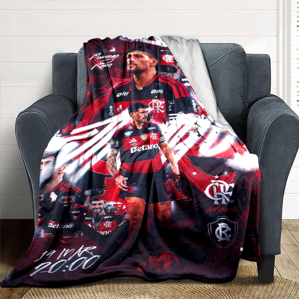 Flamengo Football Team Art Collage Print Fleece Blanket Soft Warm Throw Blanket Sofa Couch Bed Home Decor For Soccer Fans
