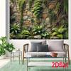 2D Plane, 1pc Lush Ivy and Stone Wall Polyester Background - Realistic Green Moss-covered Rock Design