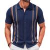 Camicie a Maniche Corte in Maglia da Uomo Casual Traspiranti a Bottoni con Colletto a Righe Top per Vacanze Estive Vintage in Maglia Camicie da Golf da Spiaggia Top per Uomo