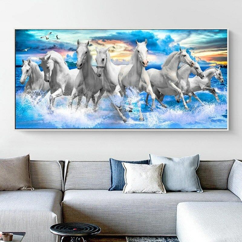 Animal Running Horse Canvas Painting Wall Picture Canvas Wall Art Poster Print for Living Room Bedroom