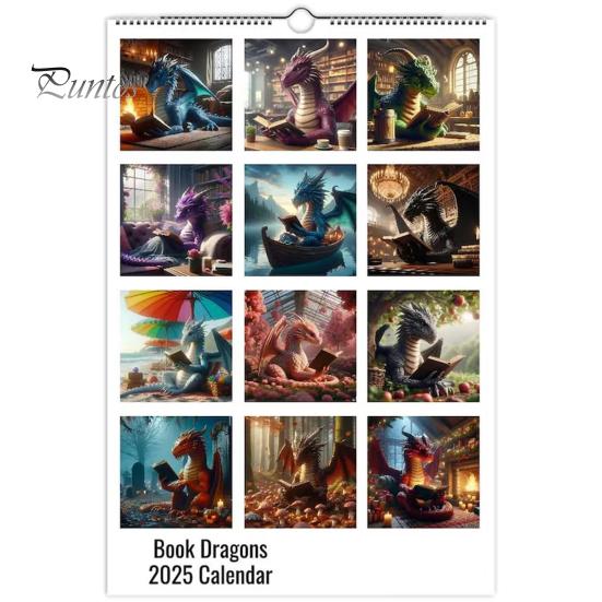 

2025 Книга Дракон Календарь Забавный Дракон Чтение Книга Ежемесячный Планировщик Настенный Календарь Домашний Офис Подвесной Ежемесячный Календарь Dragon