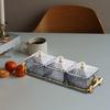 Glazen 3-vaks Snack Organizers Met Beschermdeksel en Dienblad en Verwijderbare Kommen Voor Keuken Eetkamer Display