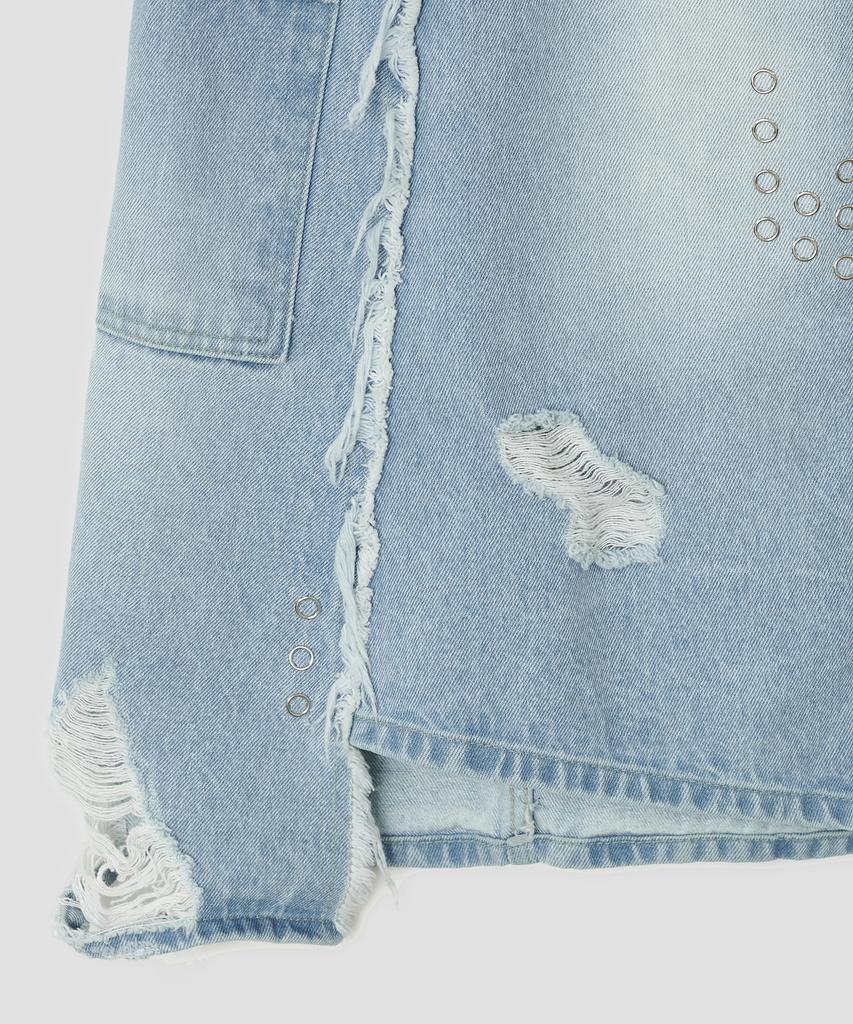 Taibseobiseu Spiked Dot Denim Skirt [Blue]