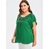 Lace V Neck Loose Women Blouse Large Size Lace-up Short Sleeve Shirts Ladies Solid Color Loose Sweet Office Elegant Fashion Simple Clothing